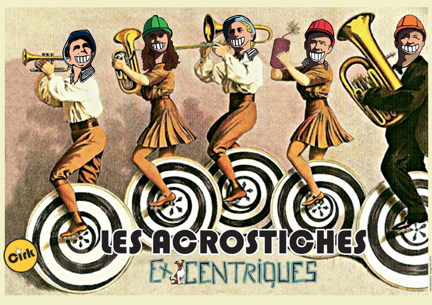 En s’emparant de mono-roues électriques, les gyropodes, les Acrostiches ont réussi la gageure de transformer un moyen de transport individuel, stable et tranquille en quelque chose de collectif, incontrôlable et épuisant... Avec ce nouvel agrès de cirque, les Acrostiches ne reculent devant rien : monter et descendre en marche, tenter des pirouettes ou du sur place, monter dessus en colonne ou en équilibre sur les mains, rajouter des étages… Humour, dérision, risque, inventivité, approximations et billevesées. Le tout avec une parfaite bonne foi. Comme d’habitude.